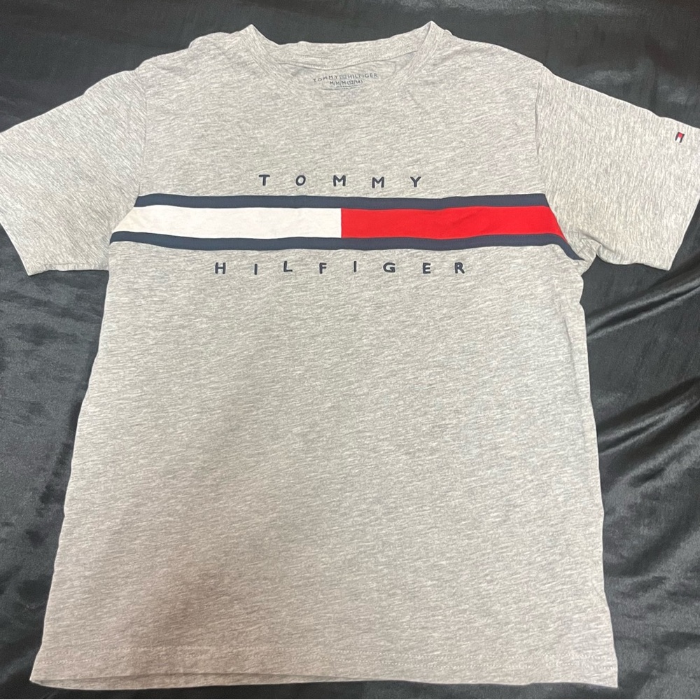 Tommy Hilfiger Boys Heather Gray Logo Tee